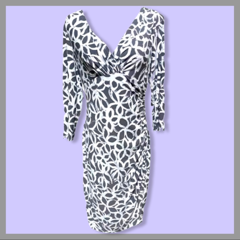 LAUREN Ralph Lauren Dress - White and Gray Abstract Floral Print.